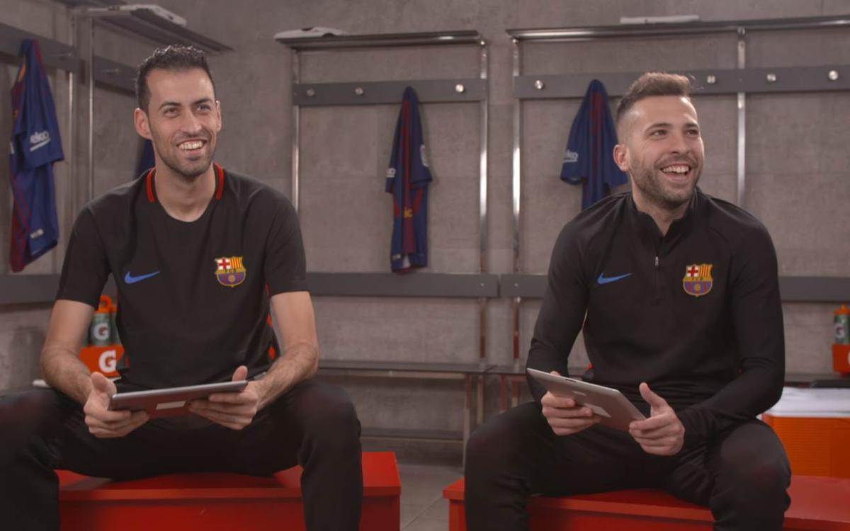 Face to face: Sergio Busquets and Jordi Alba