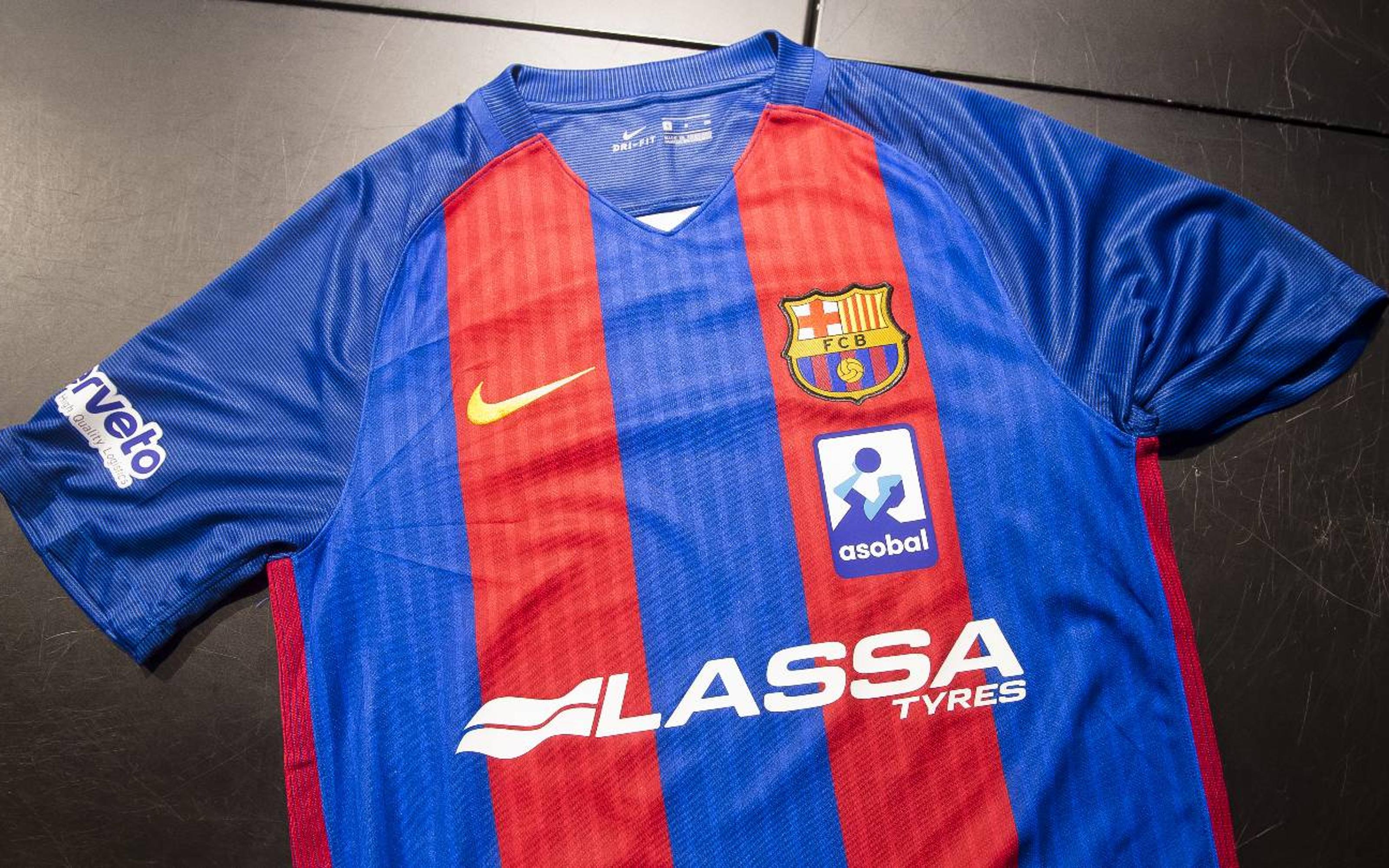 Shirts of professional sports teams on sale in FCB Megastore at the ...