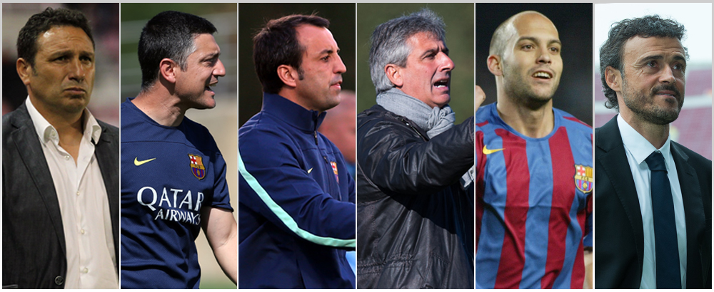 Former players on the FC Barcelona coaching team