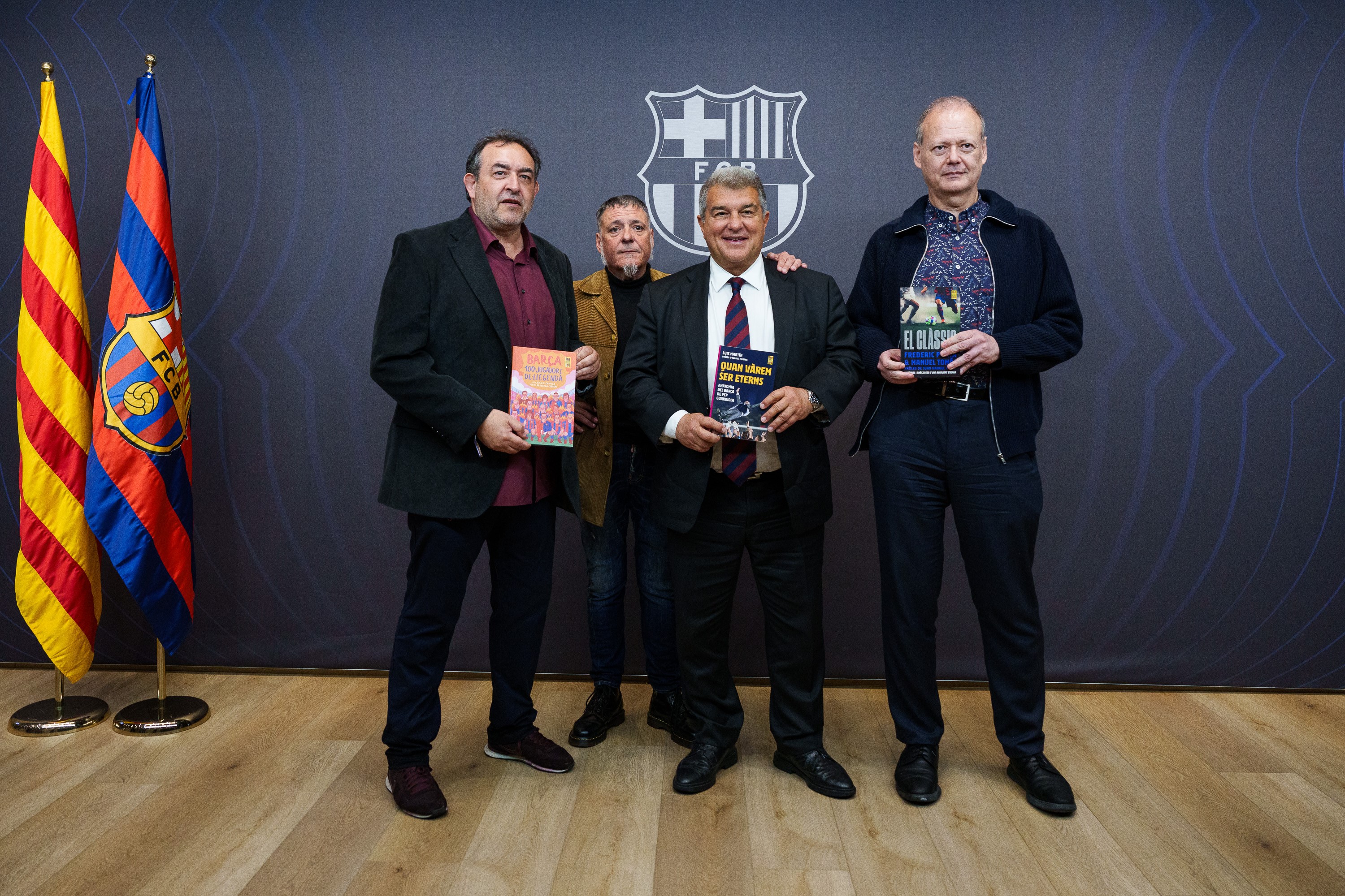 The writers of Barça Books, in the Montjuïc stage