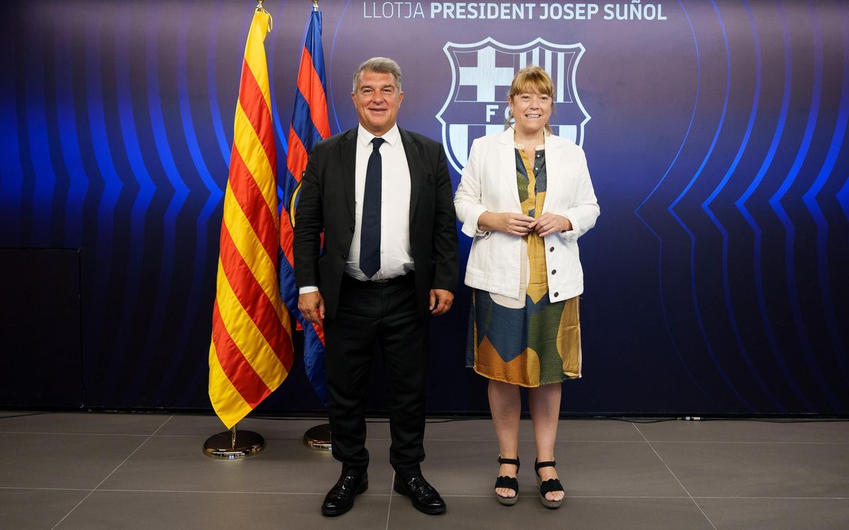 Encuentro del presidente Joan Laporta y la Consellera de Cultura Natàlia  Garriga para el fomento del