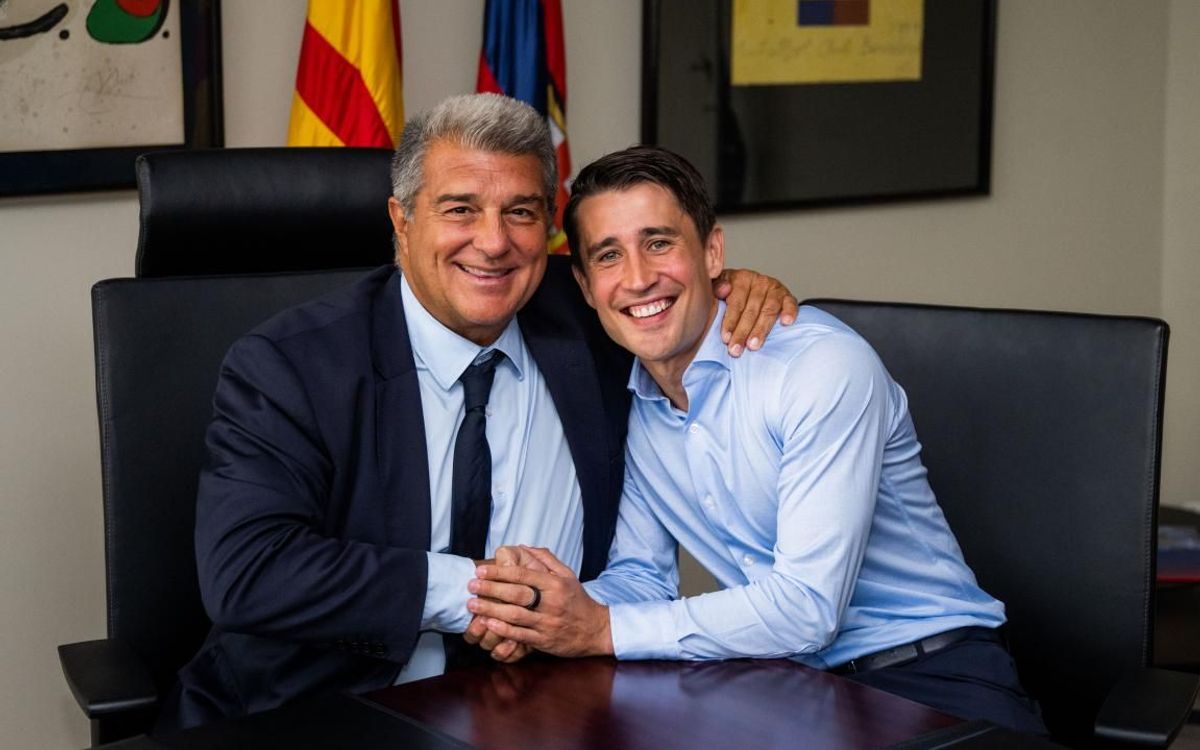 Bojan Krkic, amb Joan Laporta.