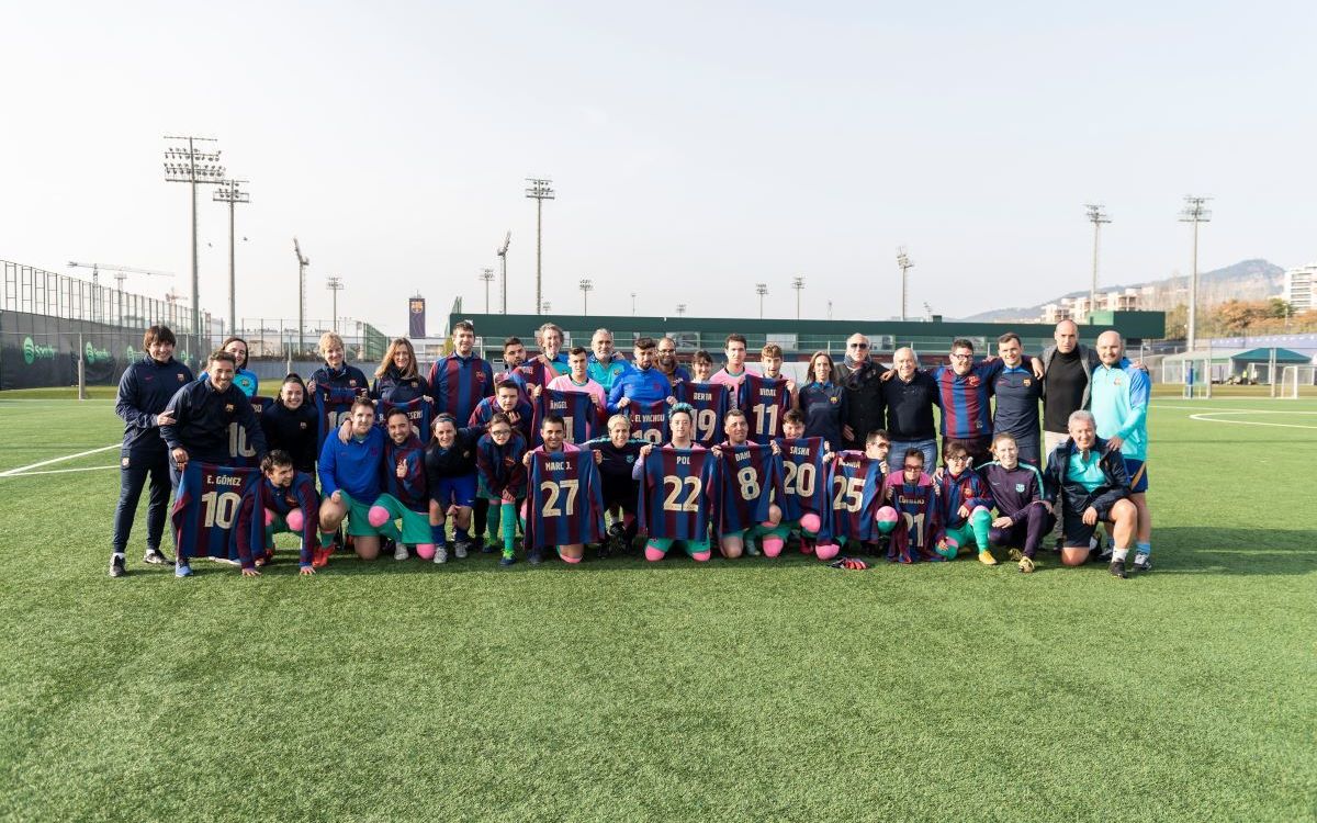 Entrenament inclusiu de l’Agrupació de Jugadors amb el Fundació Barça